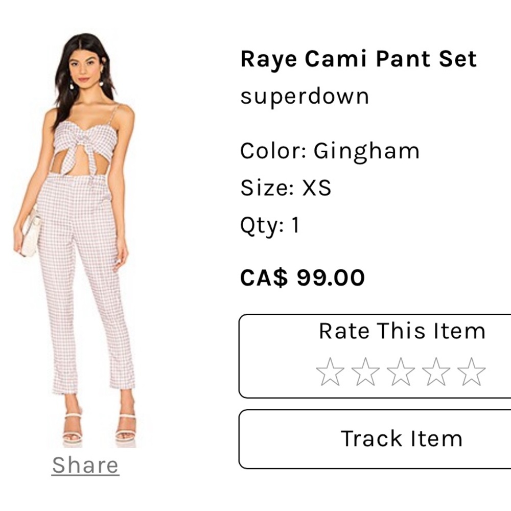 COPY - Revolve Superdown Raye Cami Pant Set New With Tags